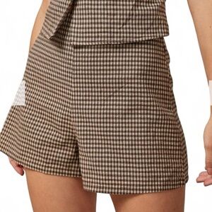 Rihoas NWT Women's High Waisted Plaid Shorts in Brown/Tan Gingham